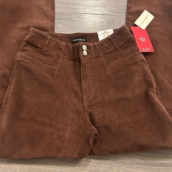 NWT brown corduroy high rise flare - Picture 6 of 9
